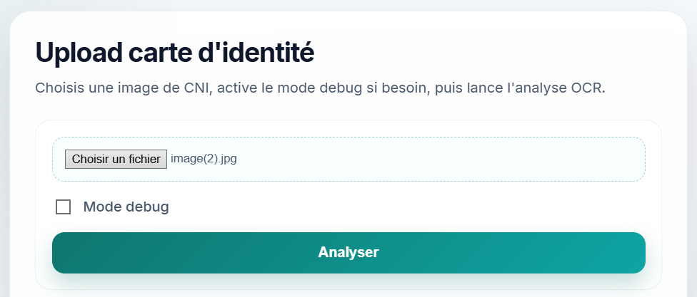 Analyseur OCR de Carte d’Identité - Image 2