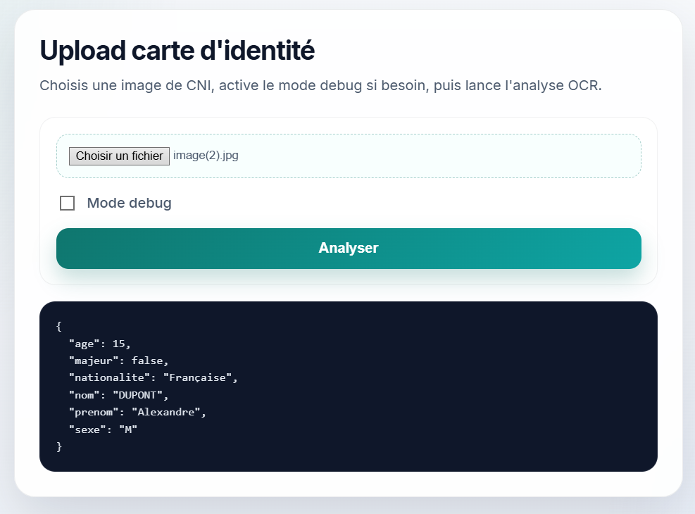 Analyseur OCR de Carte d’Identité - Image 3