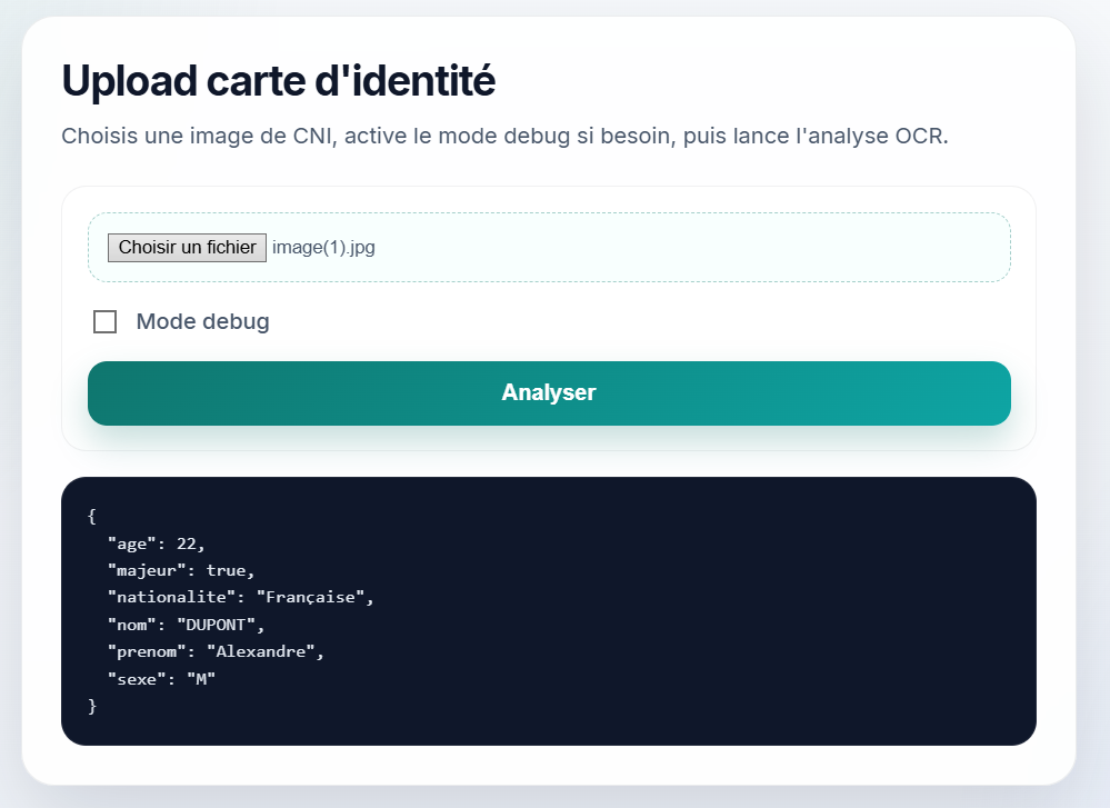 Analyseur OCR de Carte d’Identité - Image 4